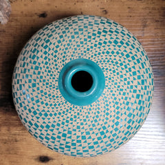 Geometrical Decorative Vase in Turquoise
