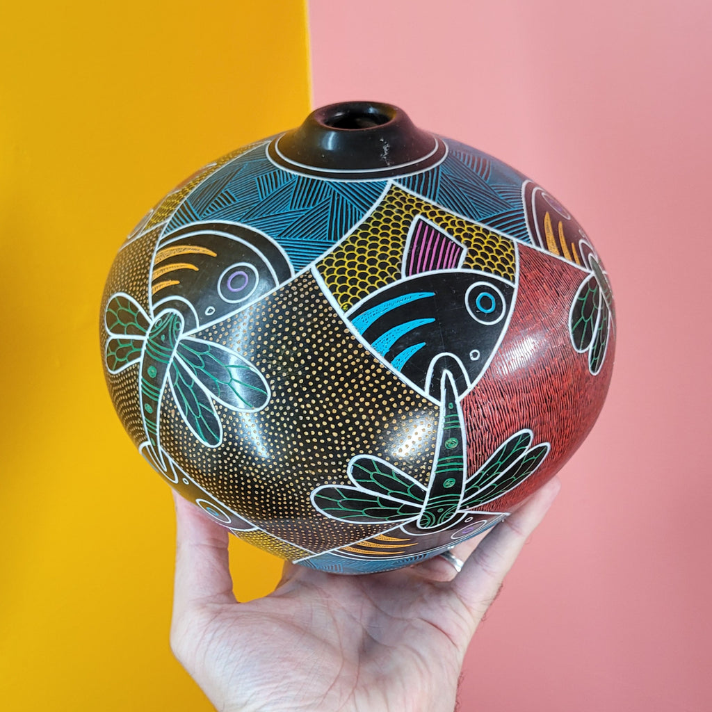 Geometric Fish Decorative Vase